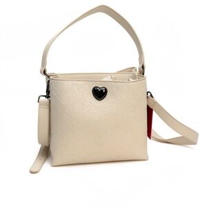 Betsey Johnson Elegant Cream Handbag with Heart‎ Detail